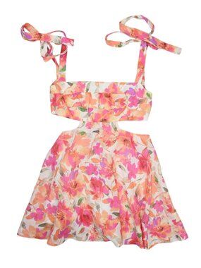 Sofia The Label Mimi Cut Out Mini Dress in Pink Peach Floral